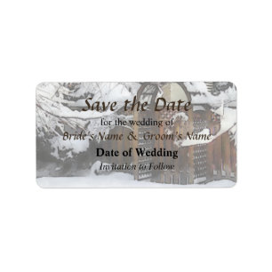 Garden Gate in Winter Save the Date Label