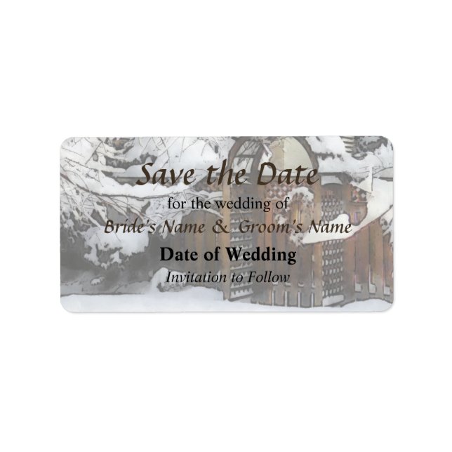 Garden Gate in Winter Save the Date Label (Front)