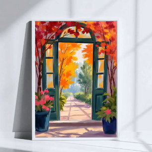 Garden Gate   Watercolor Botanical Floral Painting Poster