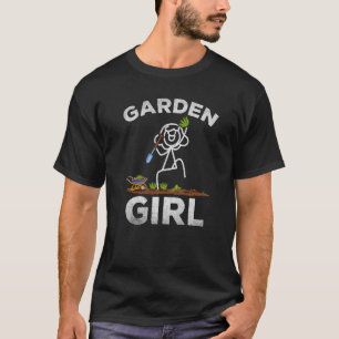 Garden Girl Stick Figure Gardener Planting Girl Ga T-Shirt