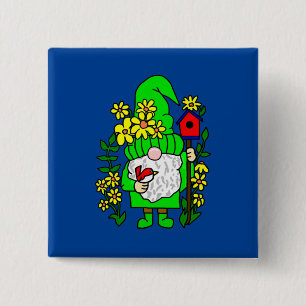Garden Gnome  15 Cm Square Badge