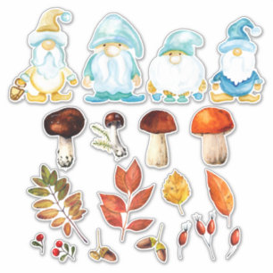 Garden Gnome Autumn Forest Leaves Mushroom Accents
