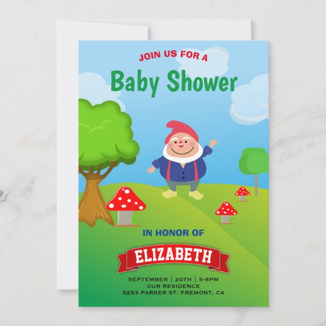 Garden Gnome Baby Shower Invitation (Front)