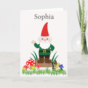 Garden Gnome Birthday Personalise Name Age Card