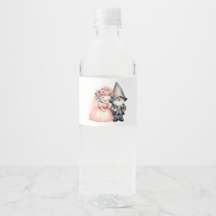 Garden Gnome Bride Groom  Fairytale Rustic Wedding Water Bottle Label