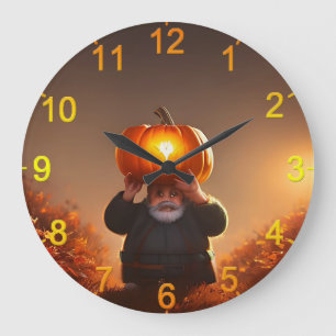 Garden Gnome Carrying A Pumpkin, Wall Clock