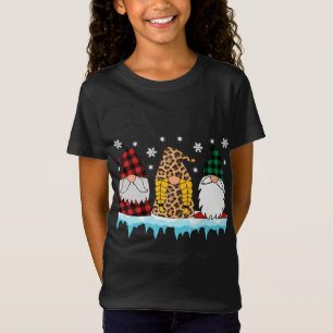 Garden Gnome Christmas Leopard Plaid Matching Fami T-Shirt