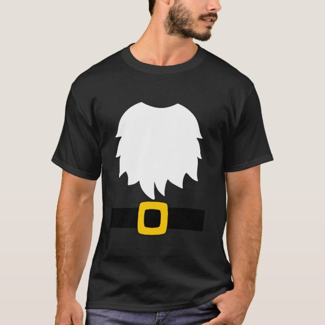 Garden Gnome Costume White Beard And Belt With Buc T-Shirt (Front)