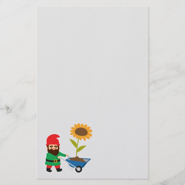 Garden gnome cute gardening theme stationery (Front)