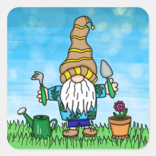 Garden Gnome Cute Hand drawn  Square Sticker