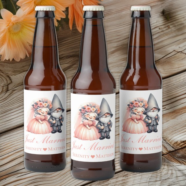 Garden Gnome  Fairytale Rustic Wedding Beer Bottle Label (Creator Uploaded)