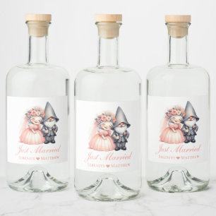 Garden Gnome Fairytale Rustic Wedding Liquor Bottle Label
