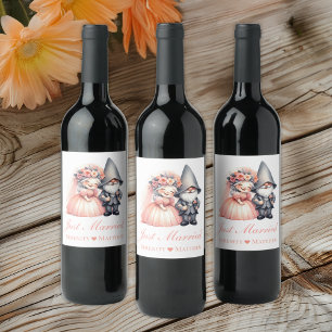 Garden Gnome  Fairytale Rustic Wedding Wine Label