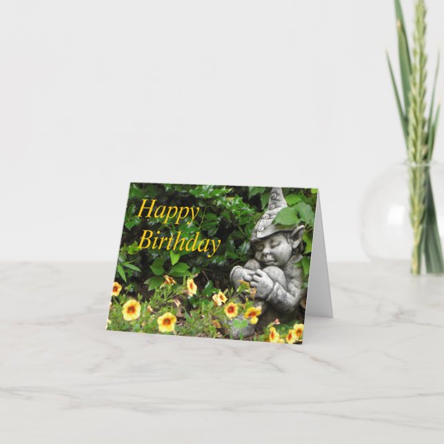 Garden Gnome Happy Birthday Card (Front)