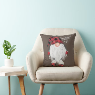 Garden Gnome Merry Christmas Red Buffalo Plaid Paj Cushion