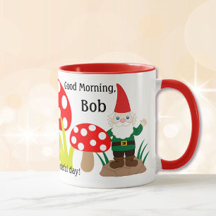 Garden Gnome Mushroom Customise Coffee Cup Mug