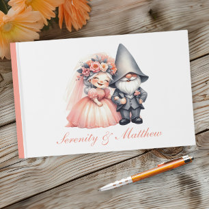 Garden Gnome Orange Rustic Woodland Wedding Guest Book