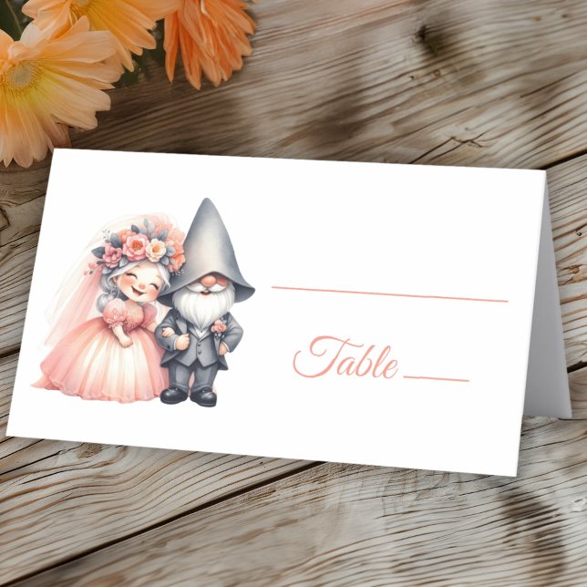 Garden Gnome Orange Summer Rustic Wedding Escort  Place Card (Creator Uploaded)