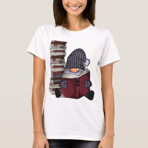 Garden gnome reading books gnomes book lover T-Shirt