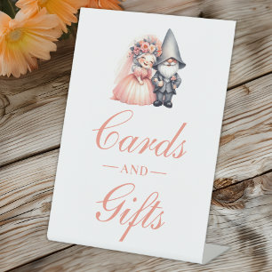 Garden Gnome Rustic Wedding Cards and Gifts  Pedestal Sign