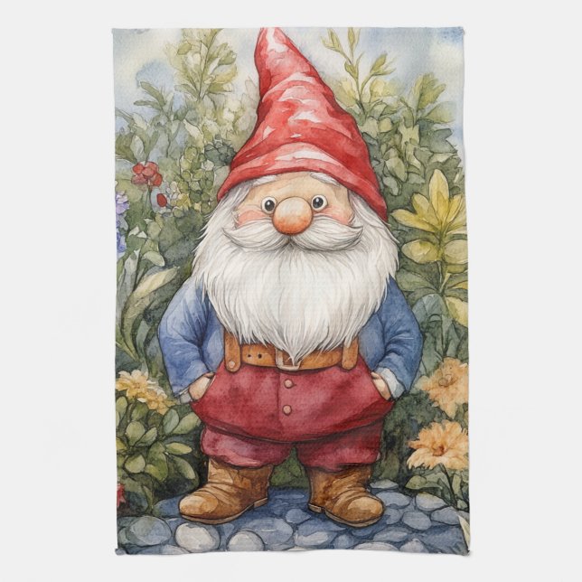 Garden Gnome Tea Towel (Vertical)