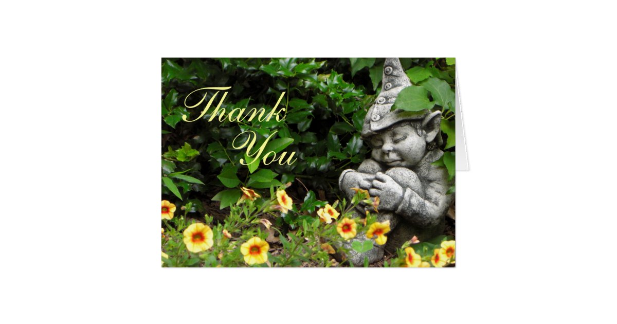 Garden Gnome Thank You Card | Zazzle.co.uk