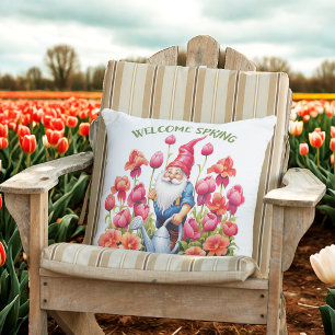 Garden Gnome Waters The Flowers Cushion
