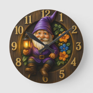 Garden Gnome with Lantern Wall Clock