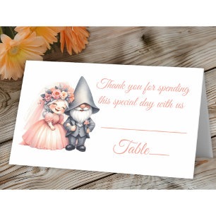 Garden Gnome Woodland Orange Wedding Table Escort Place Card