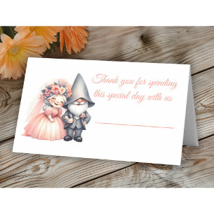 Garden Gnome Woodland Orange Wedding Table Escort Place Card
