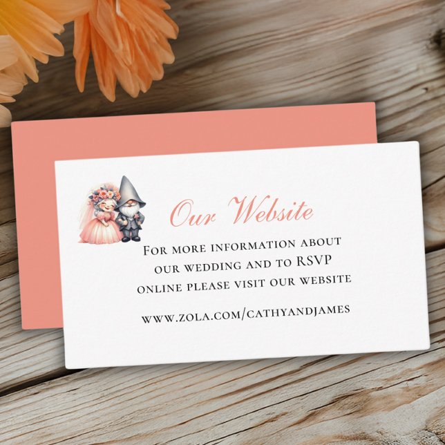 Garden Gnome Woodland Orange Wedding Website Enclosure Card (Creator Uploaded)