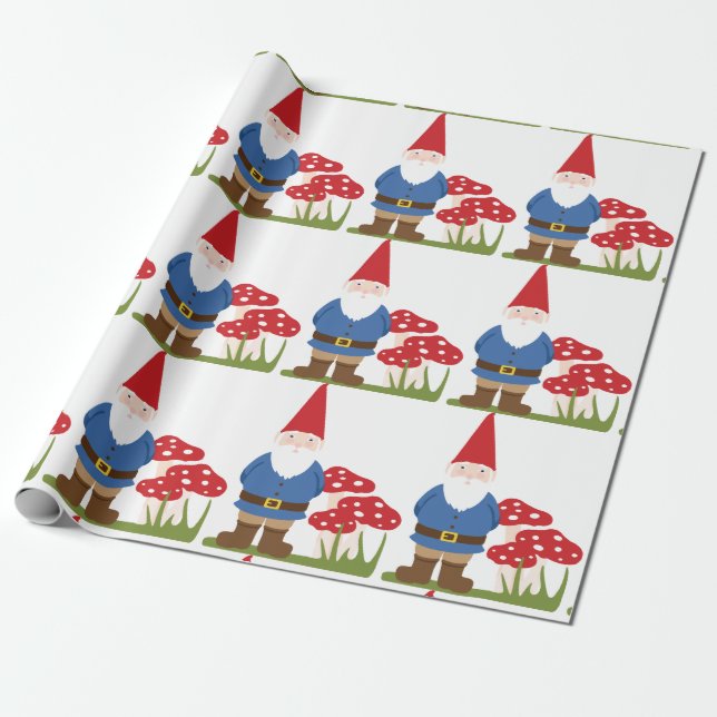 Garden Gnome Wrapping Paper (Unrolled)