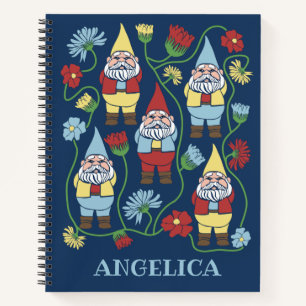 Garden Gnomes and Flowers Personalised Notebook
