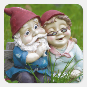 Garden Gnomes Couple Square Sticker