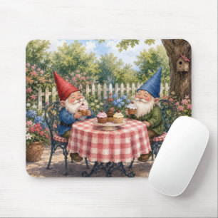 Garden Gnomes Eating Cupcakes Mouse Mat
