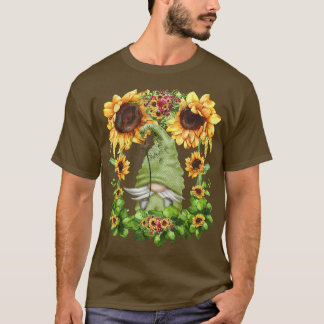Garden Gnomes For Women With Sunflower Cute Pink D T-Shirt