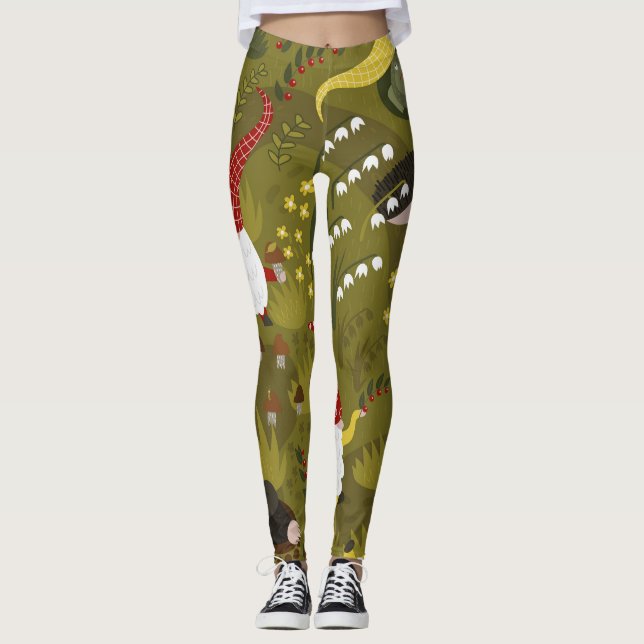 Garden Gnomes: Humourous Flora Fauna. Leggings (Front)