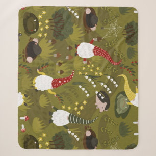 Garden Gnomes: Humourous Flora Fauna. Sherpa Blanket