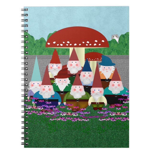 Garden Gnomes Spiral Notebook (Front)