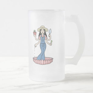 Garden Goddess Frosted Glass Beer Mug