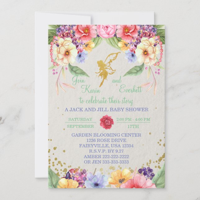 Garden Golden Fairy Baby Shower Invitation (Front)