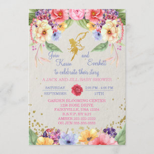 Garden Golden Fairy Baby Shower Invitation