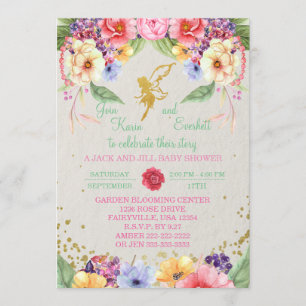 Garden Golden Fairy Baby Shower Invitation