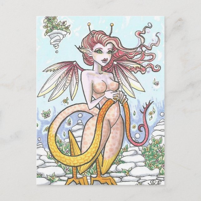 Garden Goyle Gargoyle Fairy Nymph Fantasy Art Postcard (Front)