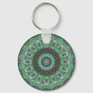 Garden Green Abstract Mandala Keychain