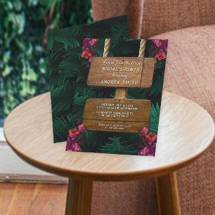 Garden Green Fern Leaves & Floral Bridal Shower  Invitation