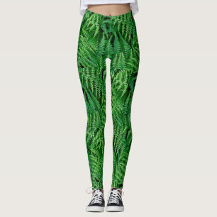 Garden Green Fern Leggings: Go Earthy-- Leggings