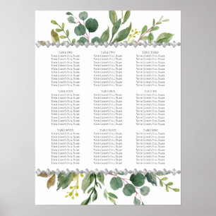 Garden Greenery Boho Eucalyptus Mint Seating Chart