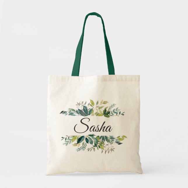 Garden Greenery Bouquet Personalised Tote Bag (Front)
