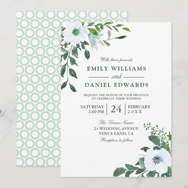 Garden Greenery Elegant Wedding Invitation (Front/Back)